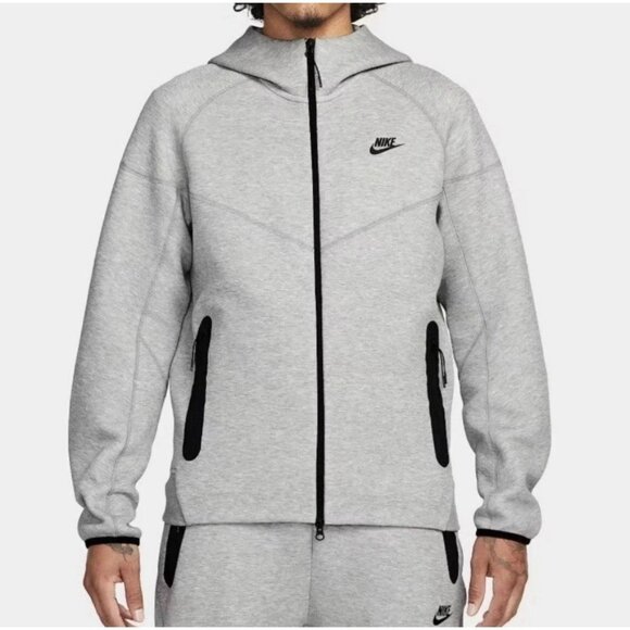 Nike Sportswear Tech Fleece Full-Zip Hoodie Size Large Heather Grey FB7921-063 - Picture 1 of 5